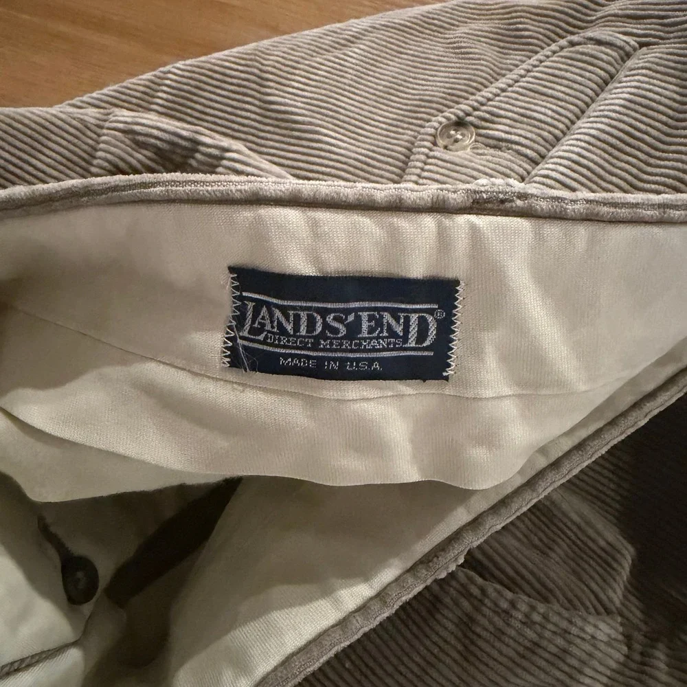 Vintage‎ Lands' End Tan Corduroy High Waisted Straight Pants Made in USA 30x31